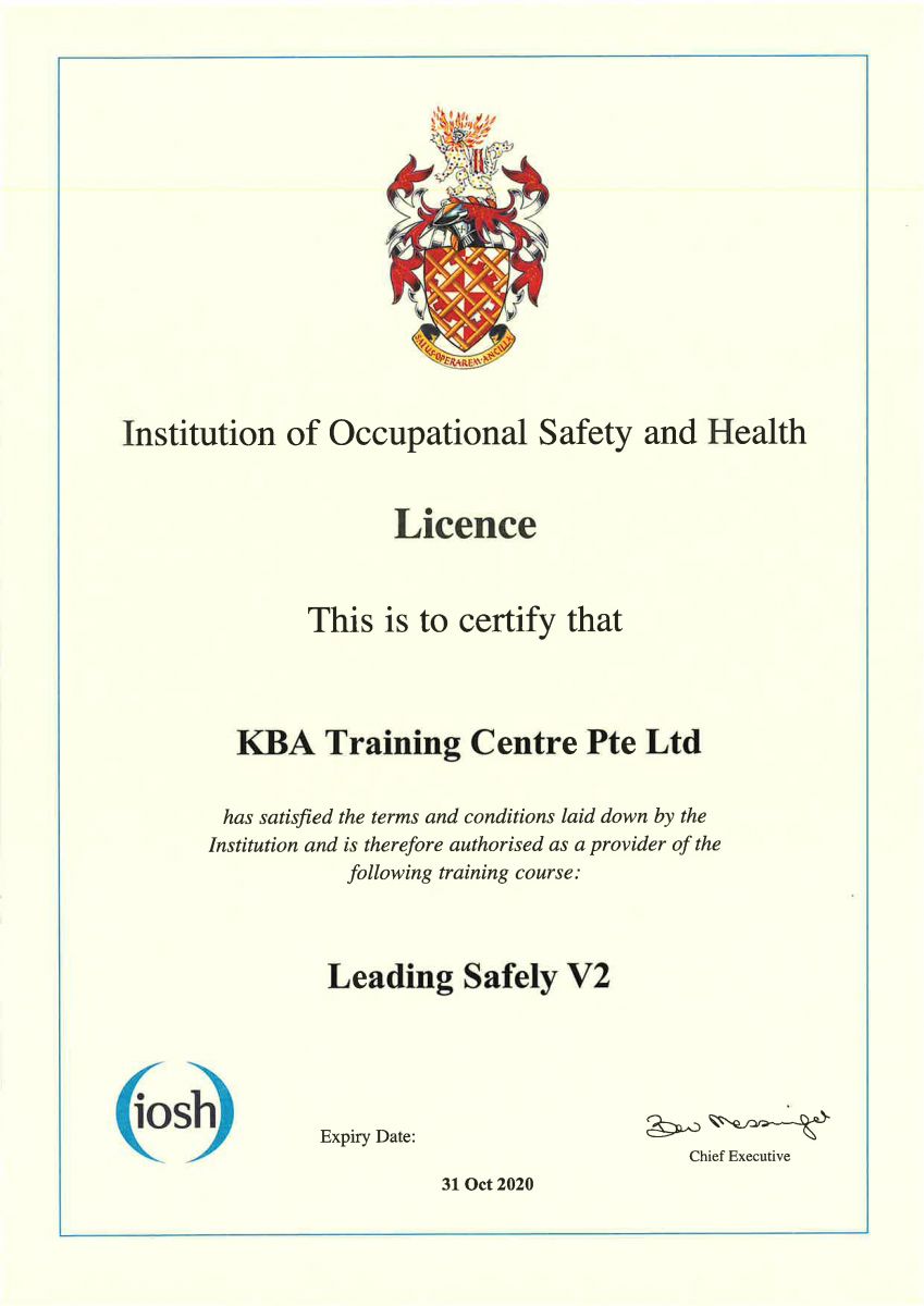 Certification - IOSH Leading Safely