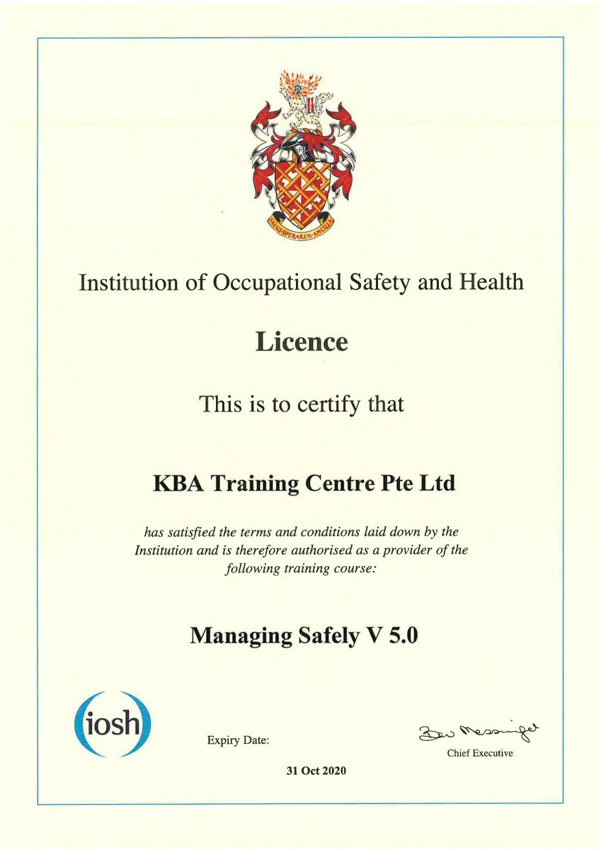 IOSH Managing Safely Certificate